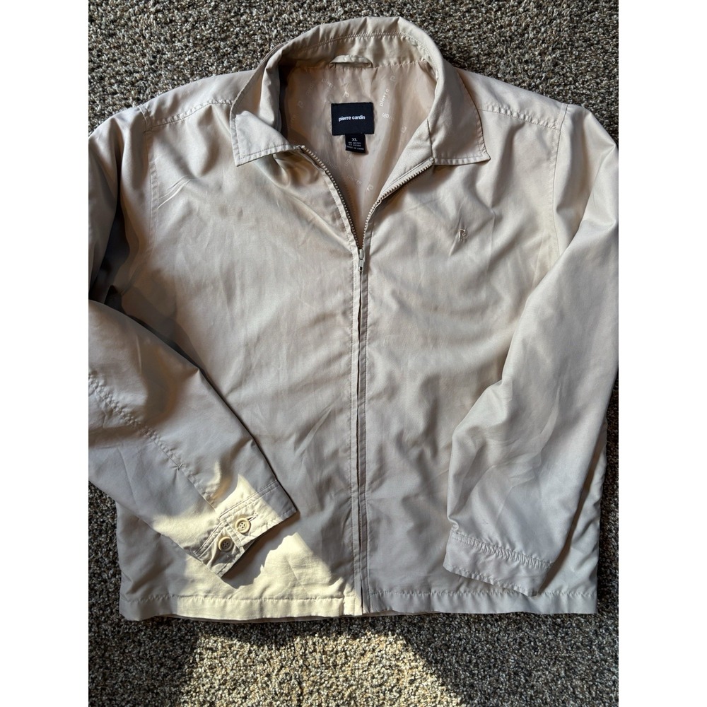 Pierre Cardin Mens Tan Full Zip Harrington Windbreaker Jacket Tan XL - Picture 1 of 6